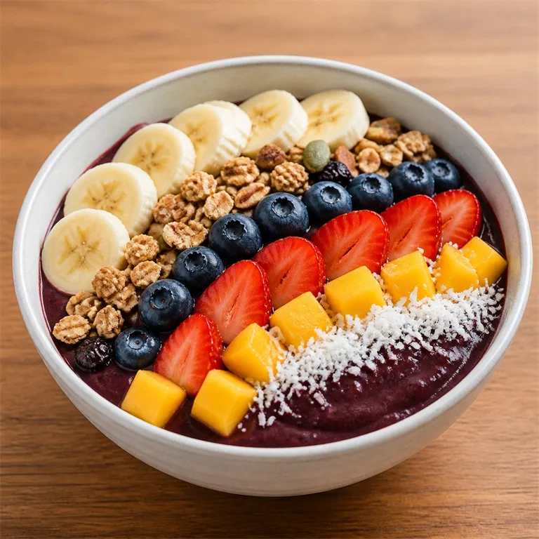 Hidangan penutup mangkuk acai dan buah