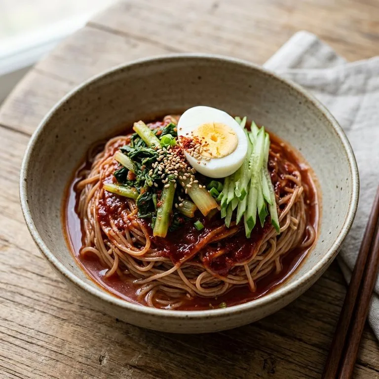 Mie Dingin Campur dengan Lobak Muda