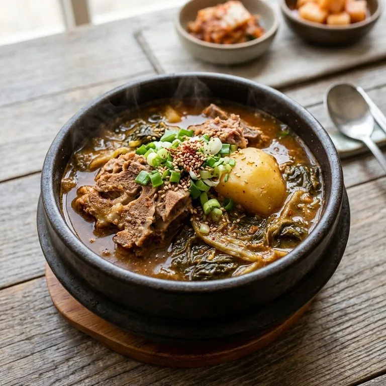ស៊ុបឆ្អឹងជ្រូកដំឡូងបារាំងស្លឹកស្ពៃបូកគោស្ងួត