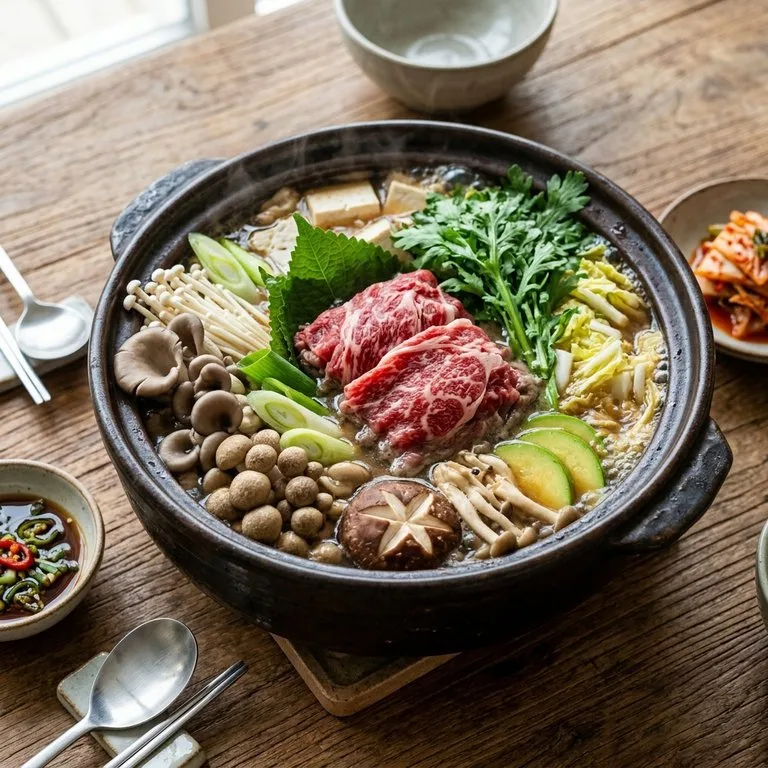 자연산버섯소고기전골