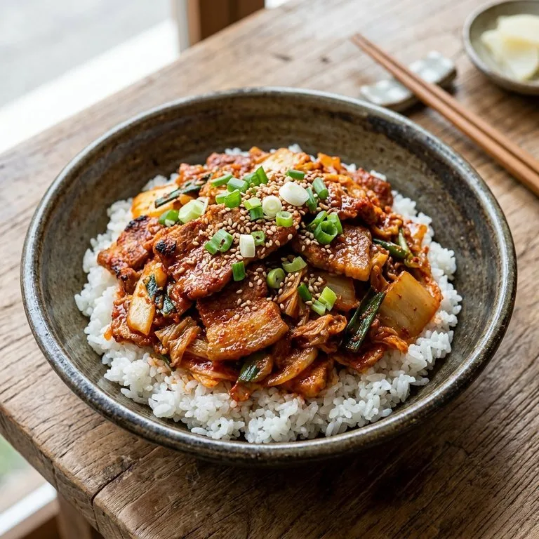 ข้าวหน้าหมูผัดกิมจิ