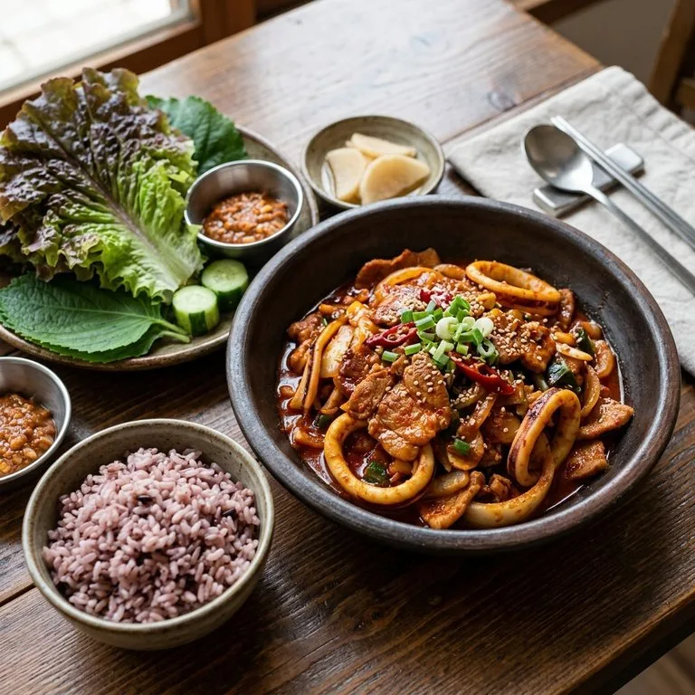 ซัมบับหมูและปลาหมึกผัดเผ็ด