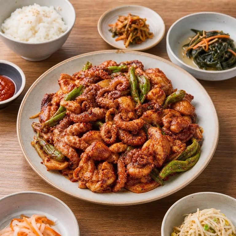 เซตปลาหมึกสาย พริกชิชิโตะ และไก่