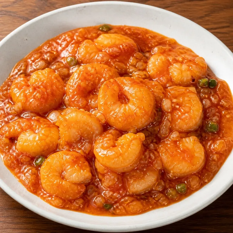 กุ้งขนาดกลางซอสพริก