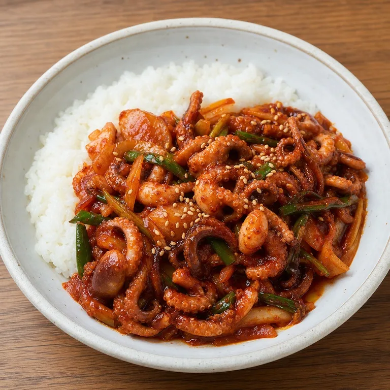 ข้าวหน้าปลาหมึกสายผัด