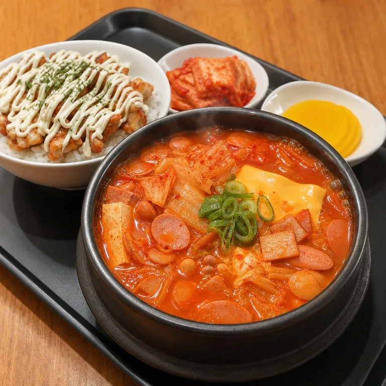 เซตไก่มาโยและแกงกิมจิบูแด