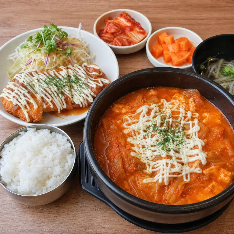 เซตไก่มาโยและแกงกิมจิ