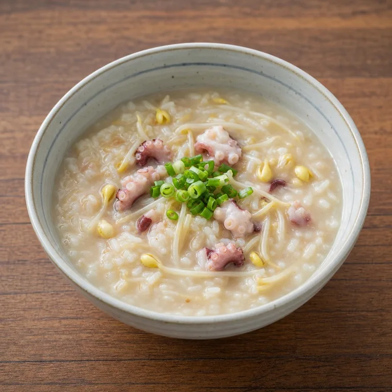 โจ๊กปลาหมึกยักษ์และถั่วงอก