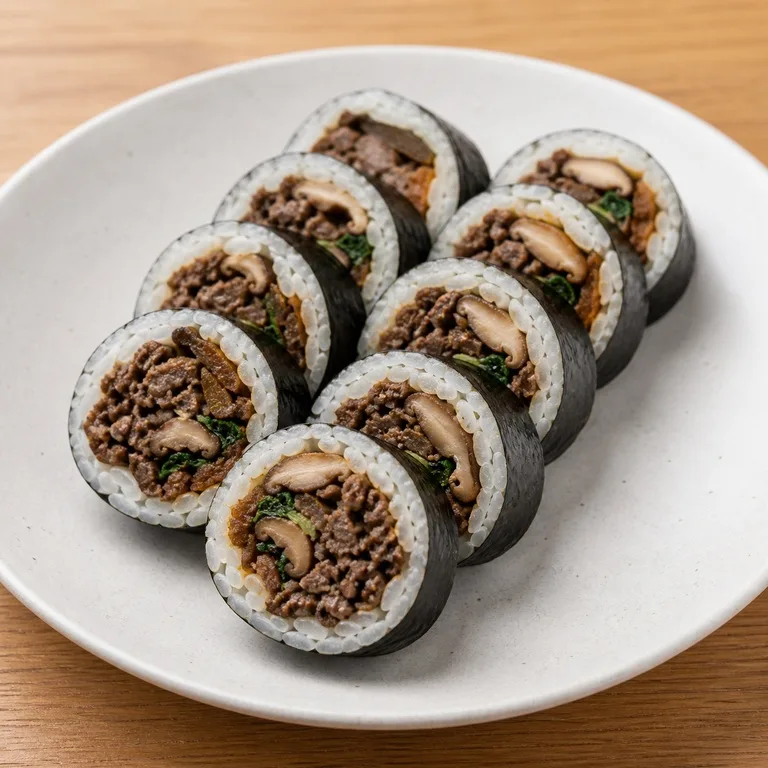 គីមបាប់ផ្សិតក្រអូបសាច់គោ