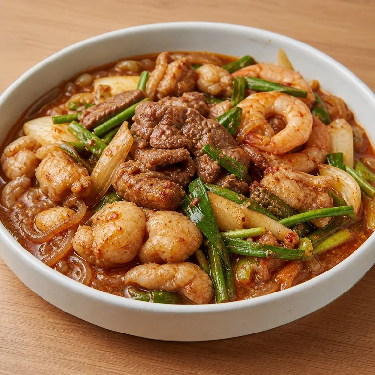 ซุนแด ไส้อ่อนวัวฮันอู และกุ้ง