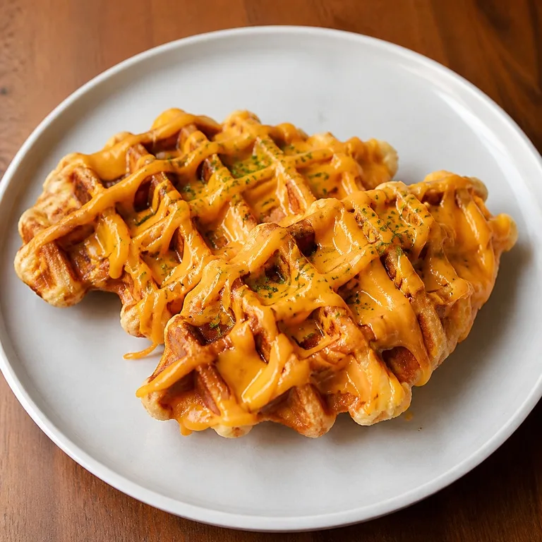 Waffle de Croffle con Queso Cheddar