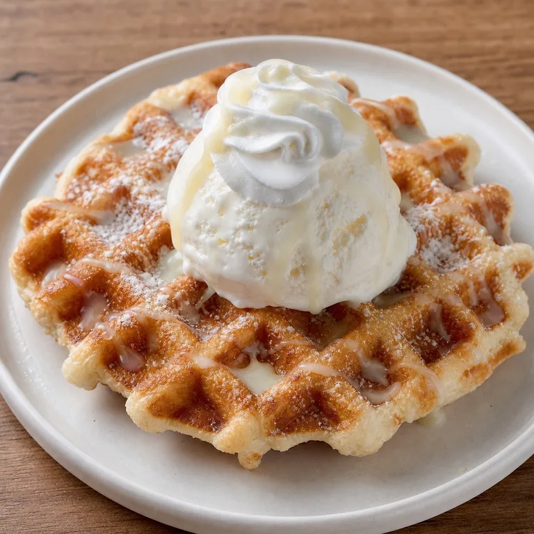 Waffle con Gelato y Crema