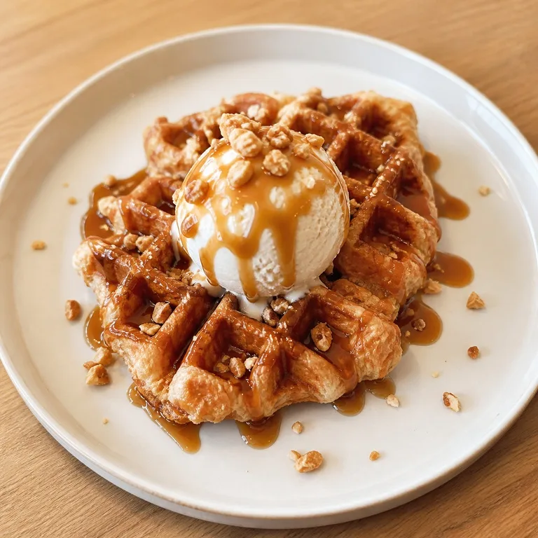 Waffle de Croffle con Helado de Toffee Nut