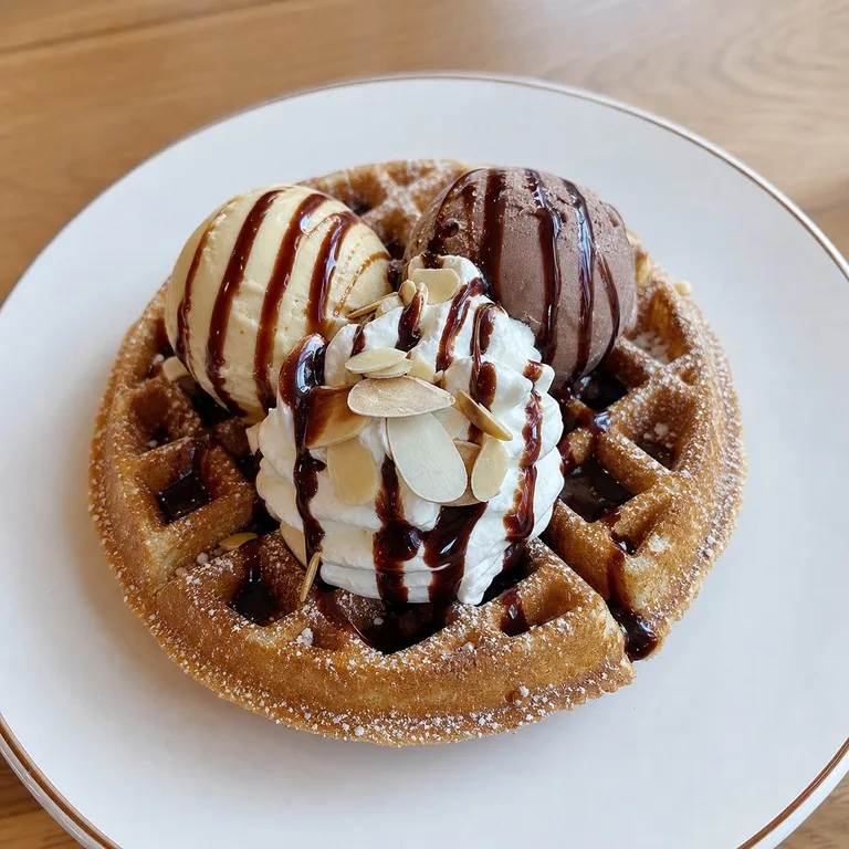 Waffle con Helado Francés
