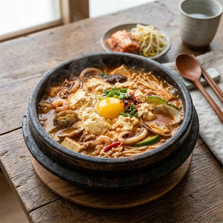 แกงเต้าหู้อ่อนหม้อเหล็ก