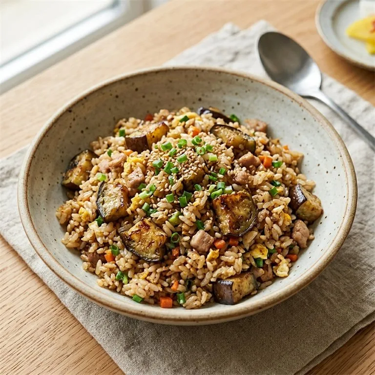 ข้าวผัดมะเขือม่วง