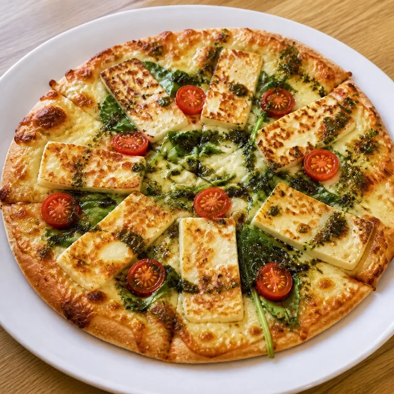 Pizza de Halloumi (Masa Pan)