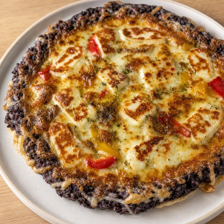 Halloumi Pizza Black Rice Screen Cheese Crust