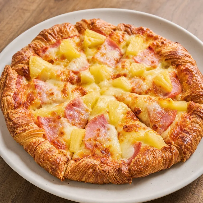 Pizza de croissant hawaiano